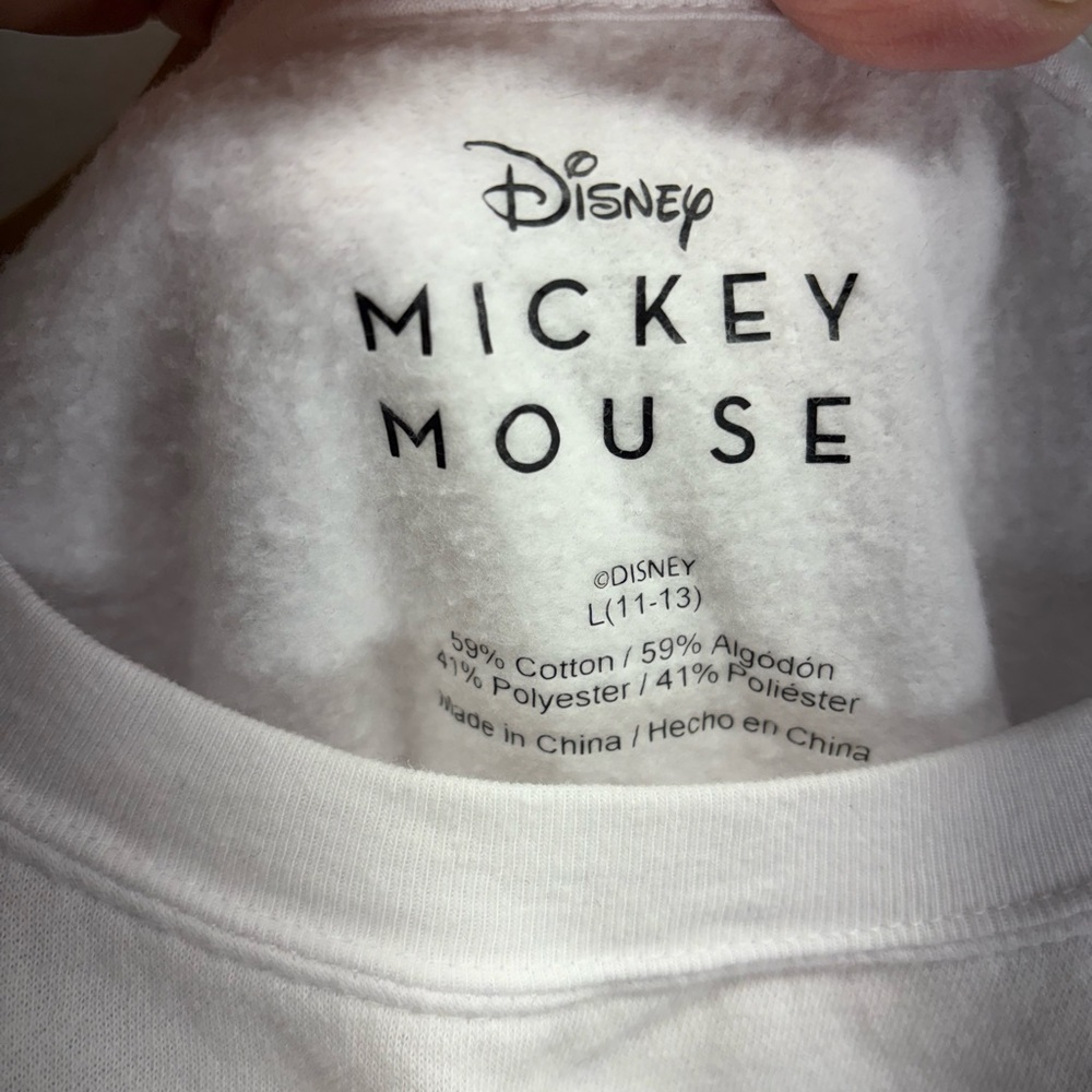 Large White Disney "Oh Boy" Mickey Mouse Graphic Crew Neck Sweatshirt Super Cute - Picture 2 of 3